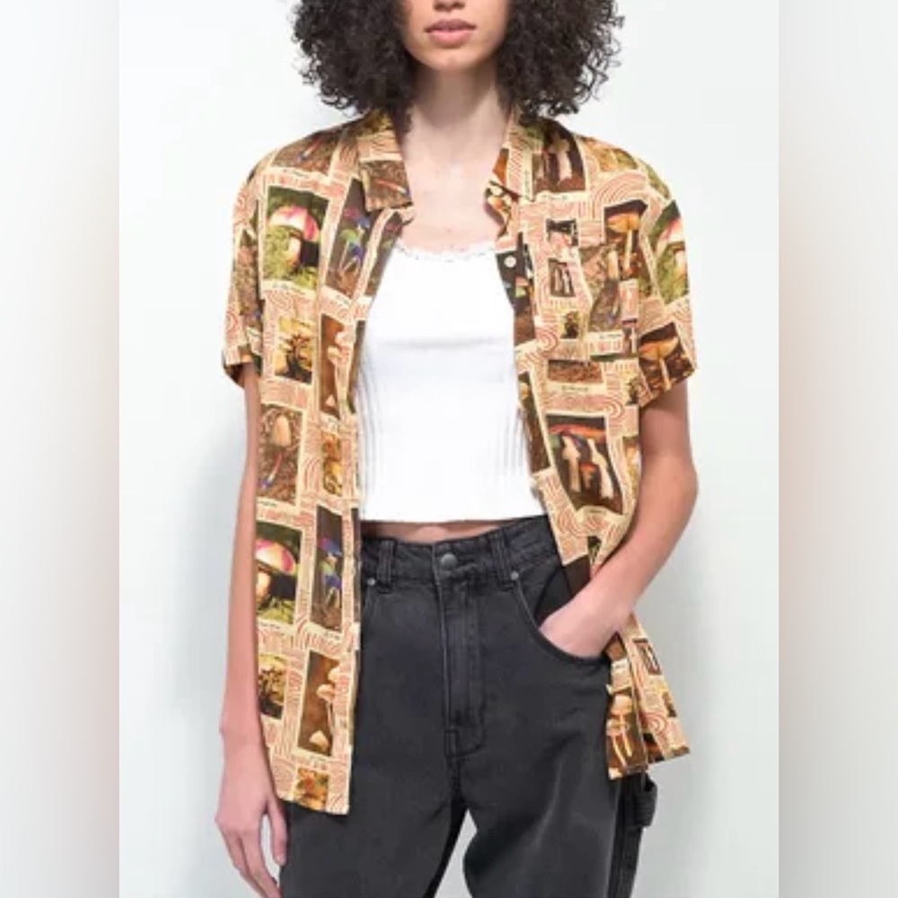 DRAVUS Zaedia Mushroom Button Down Shirt sz M